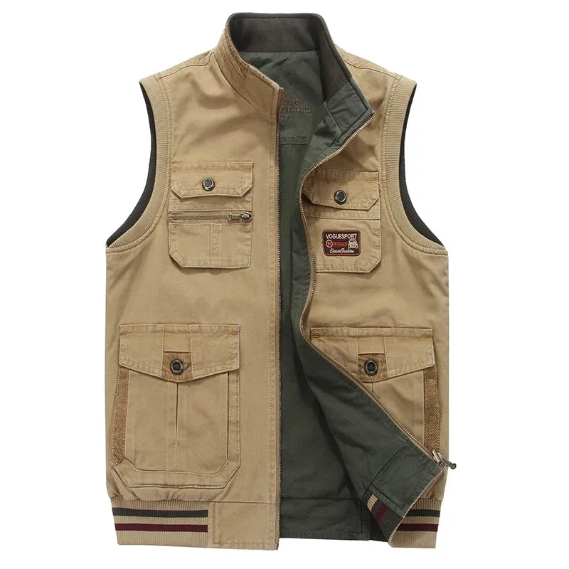 Casual Tactical Photographer Vest for Men – Cotton Sleeveless Multi-Pocket Waistcoat, Plus Size 8XL C25