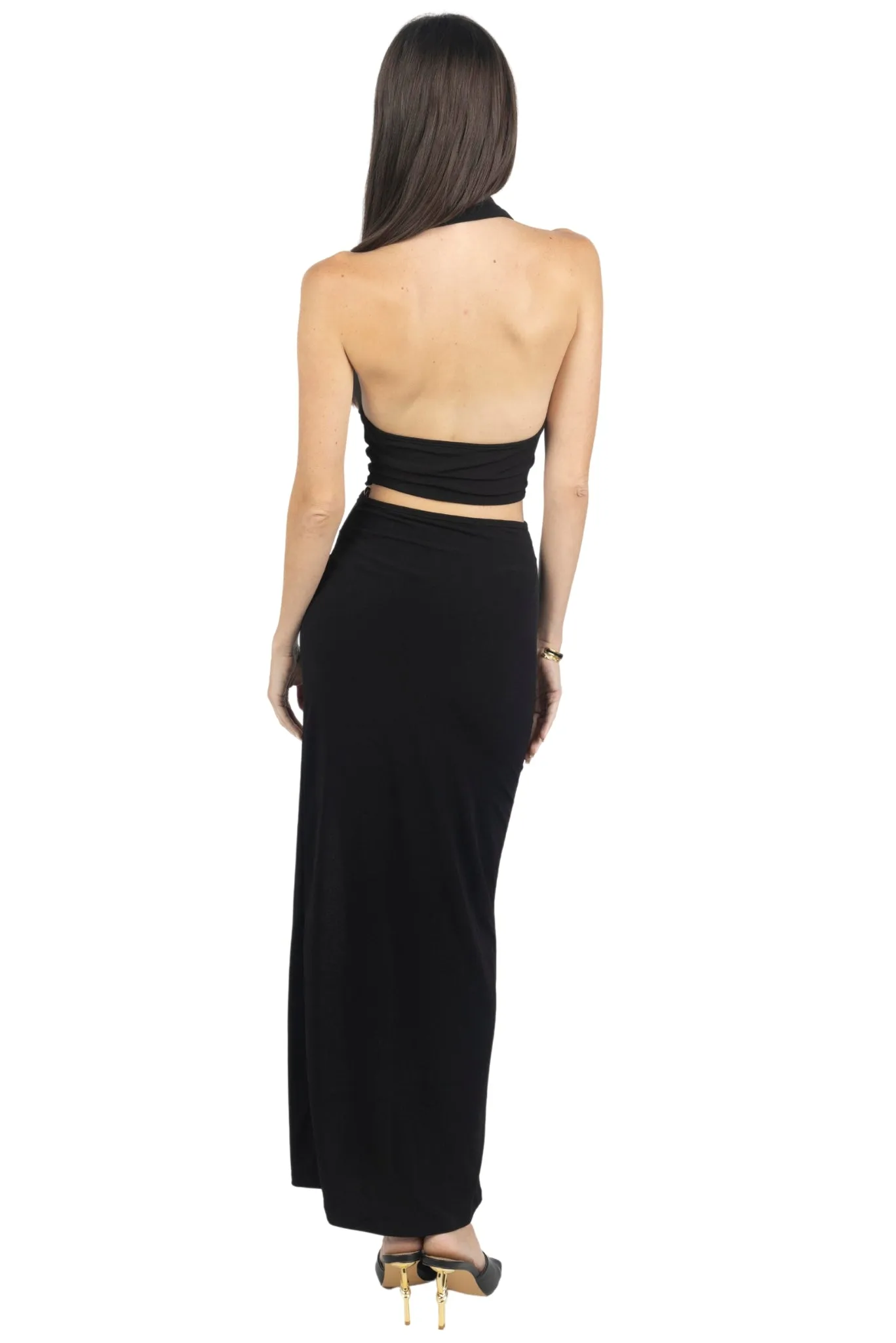 Cayla V Neck Backless Midi Dress