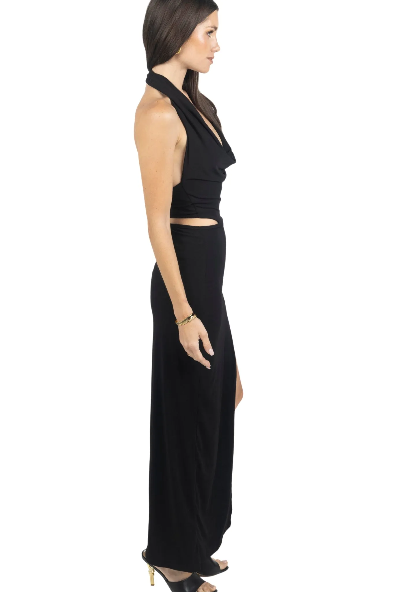 Cayla V Neck Backless Midi Dress