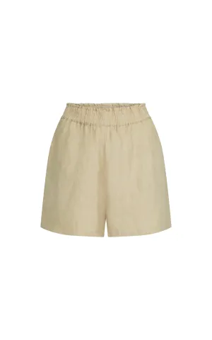 CELINE LINEN SHORT - CAMEL