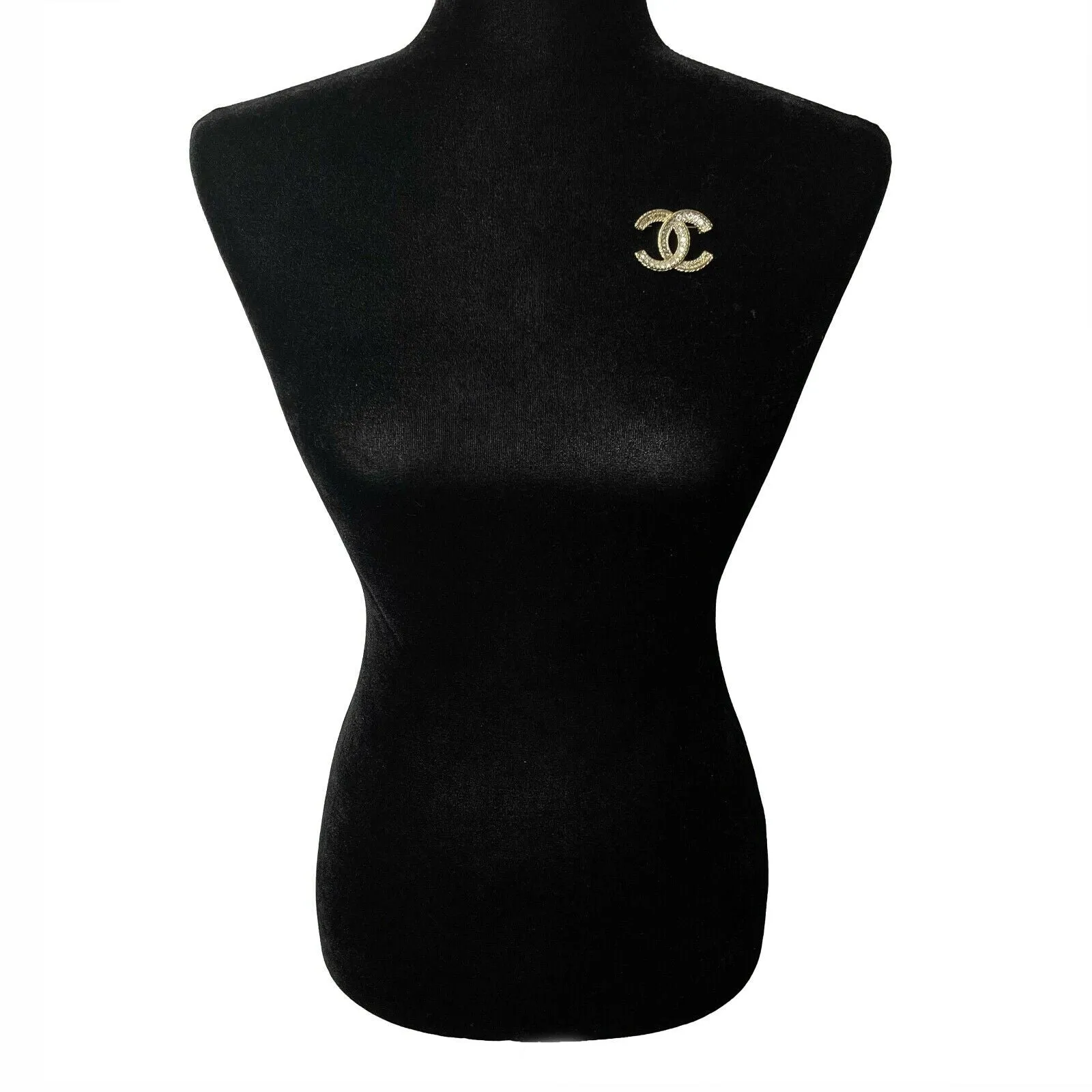 CHANEL -16V Clear and Grey Strass CC Logo - Clear / Grey / Gold Brooch w/ Box