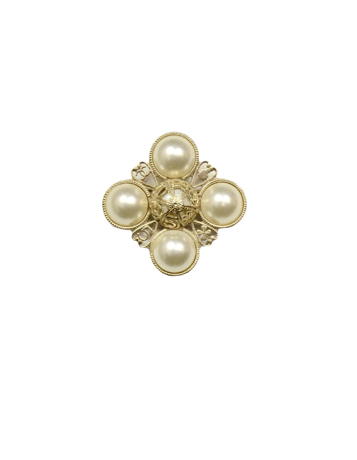 Chanel Filigree-Detail Pearl Brooch