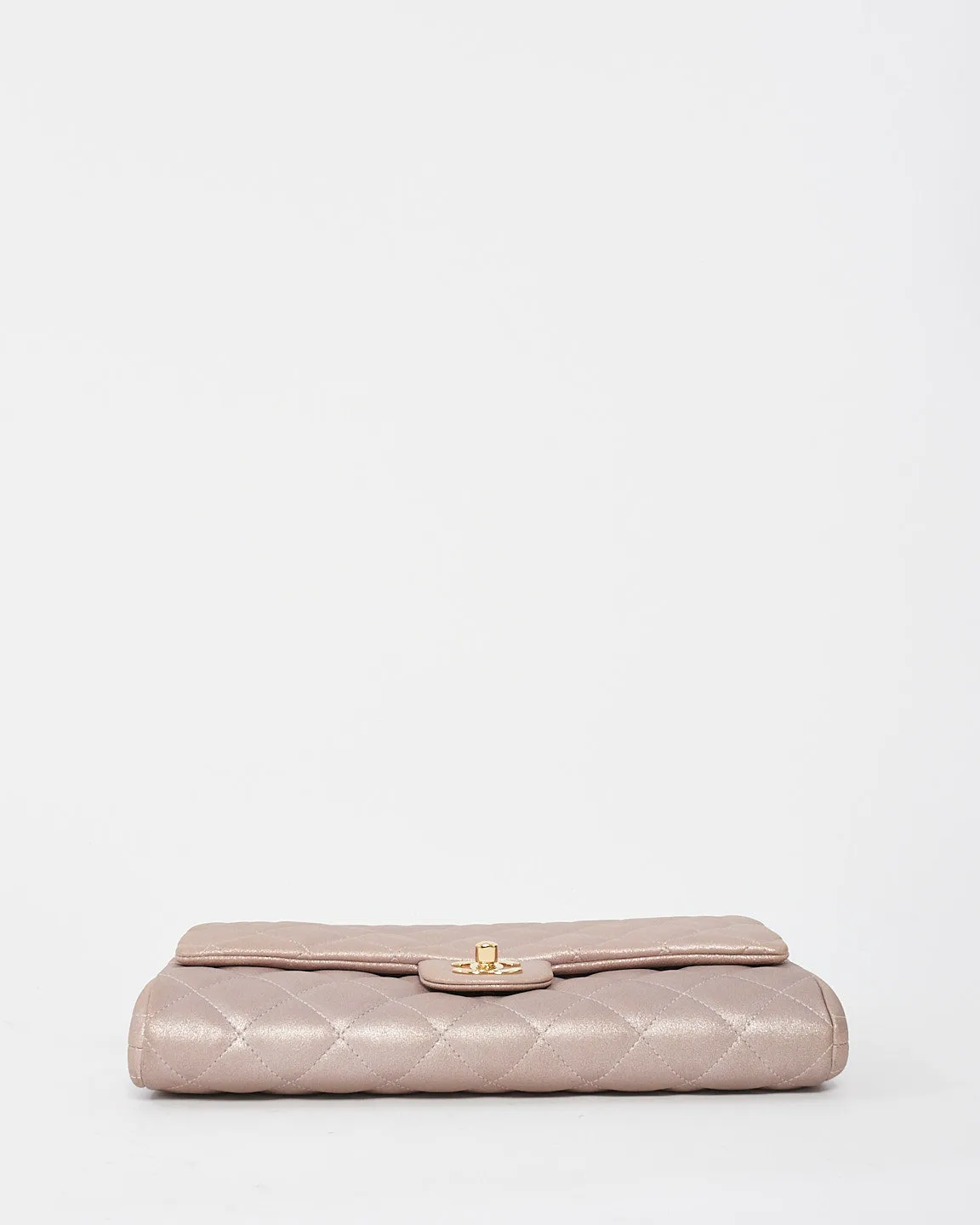 Chanel Pink Iridescent Metallic Calfskin Single Flap Shoulder Bag