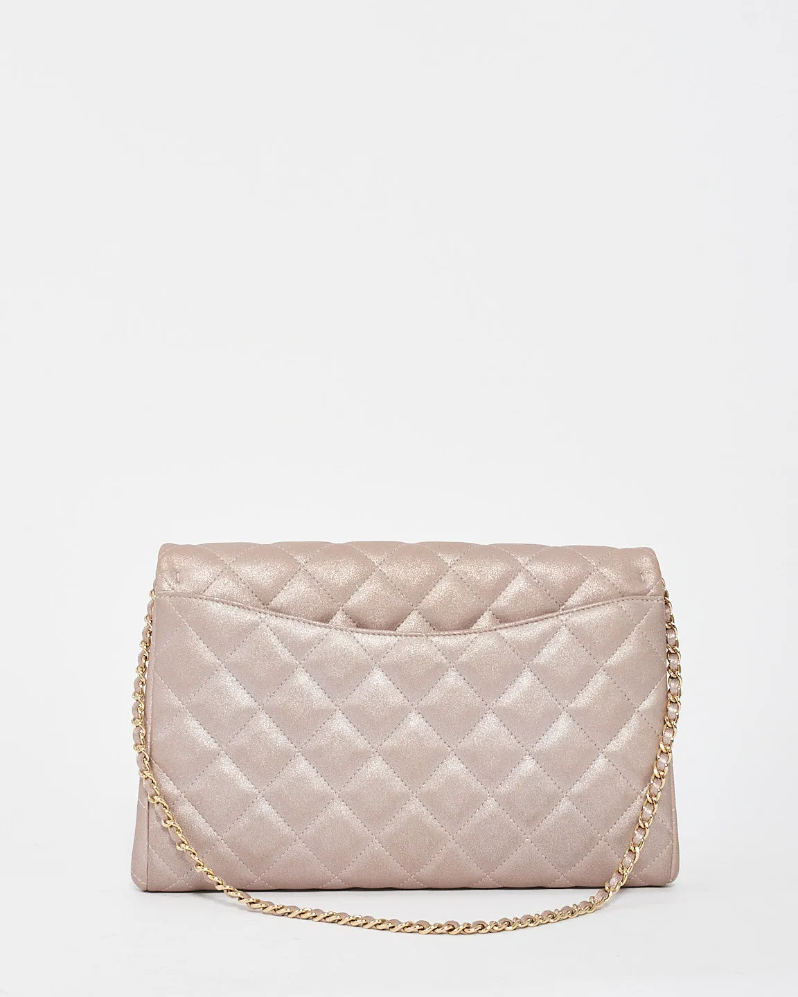 Chanel Pink Iridescent Metallic Calfskin Single Flap Shoulder Bag