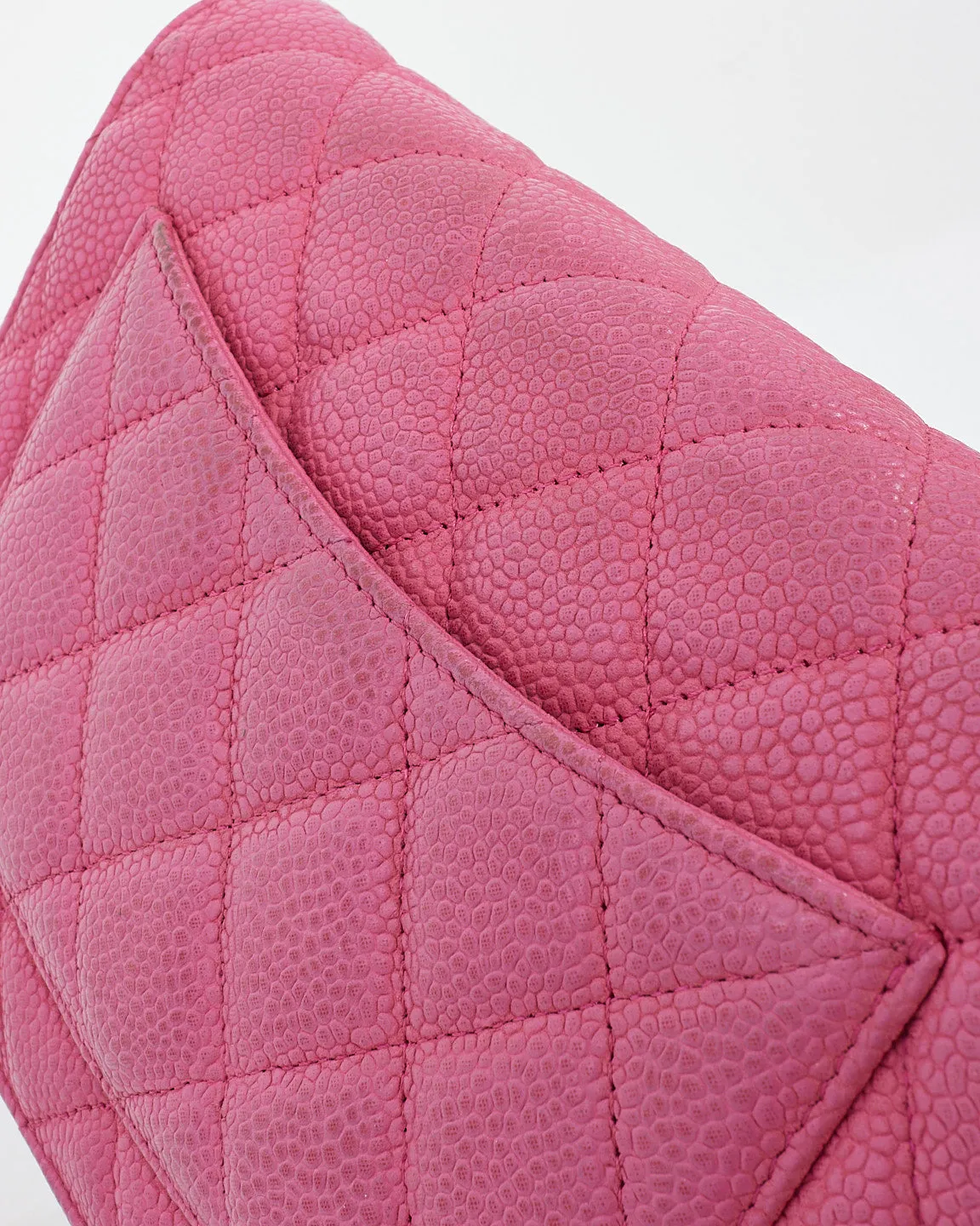 Chanel Pink Quilted Caviar Leather CC Wallet On Chain Bag