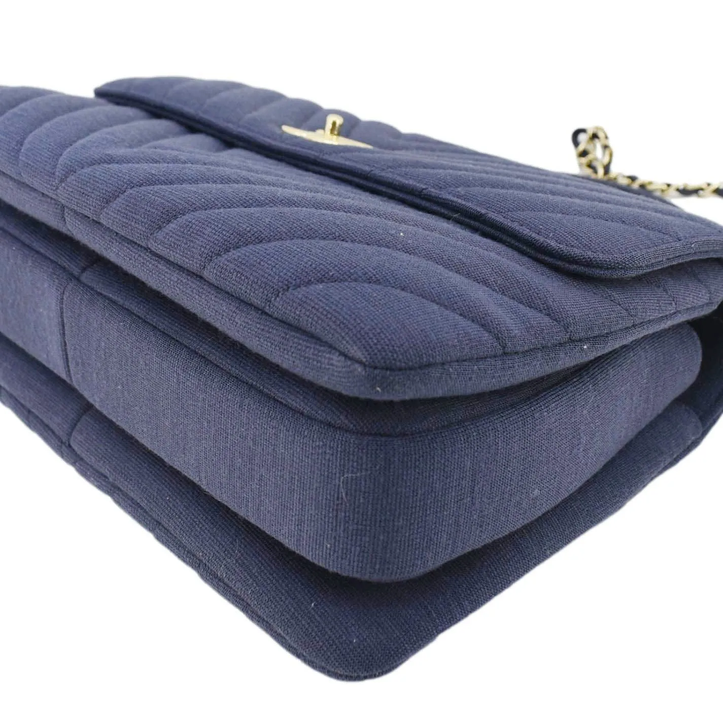 CHANEL Trendy CC Small Jersey Chevron Top Handle Shoulder Bag Blue