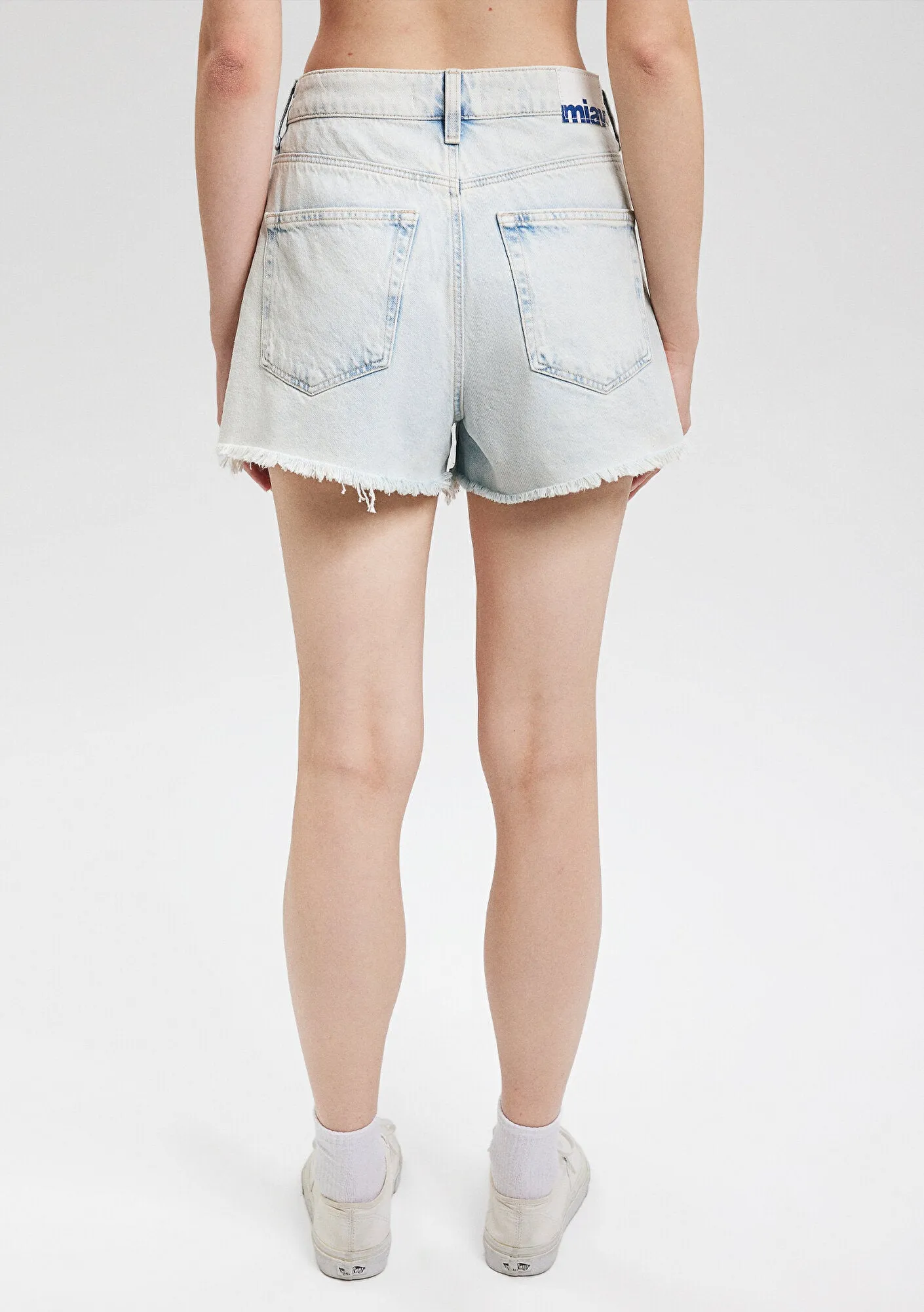 Cherry Bleached Denim Jean Shorts