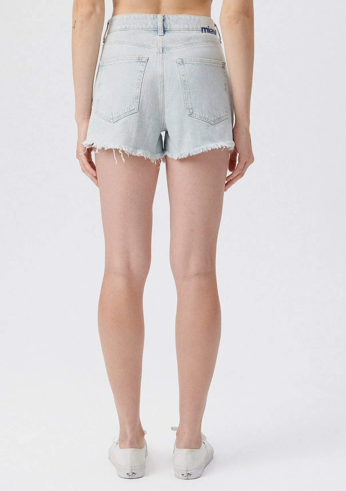 Cherry Bleached Denim Jean Shorts