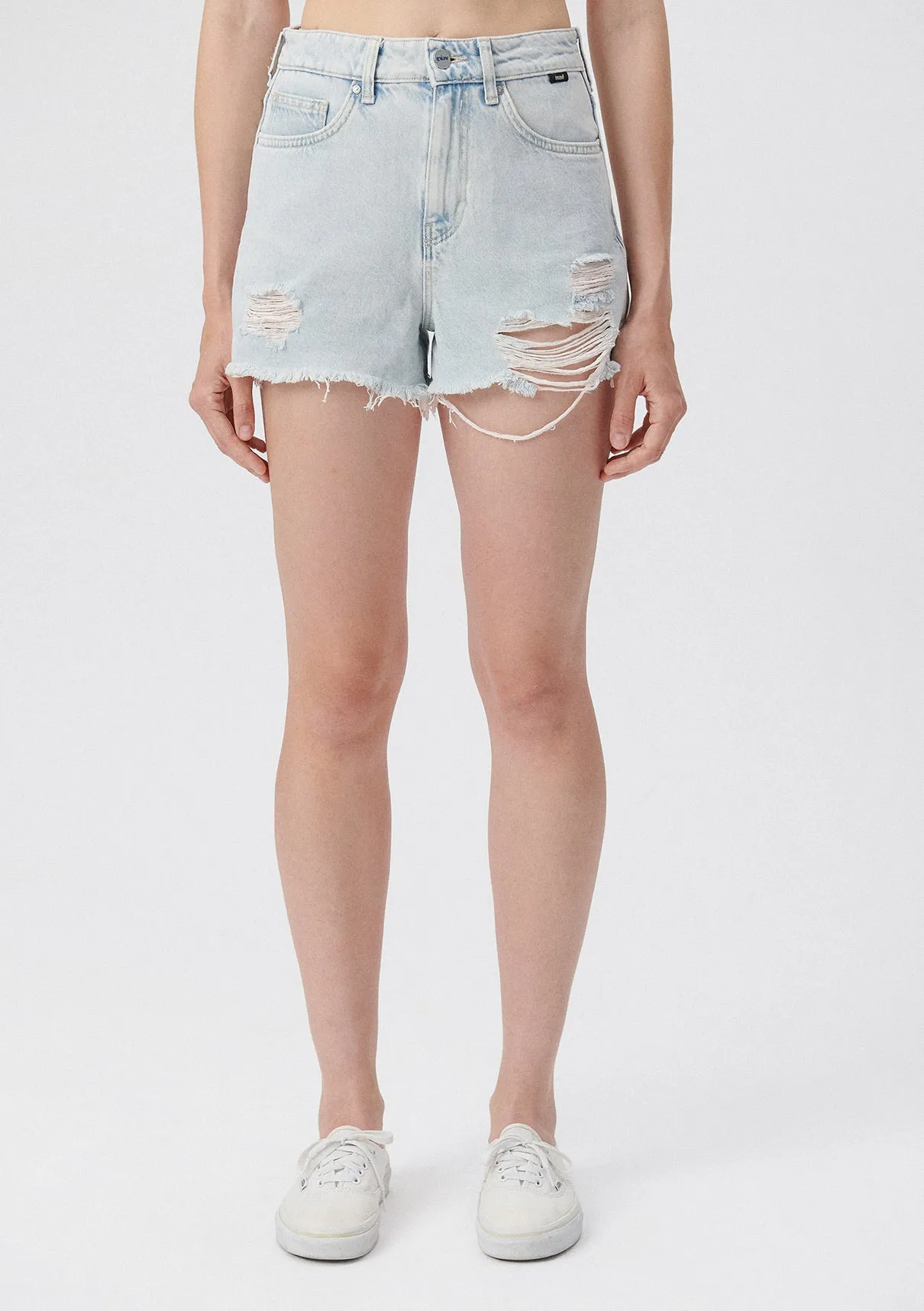Cherry Bleached Denim Jean Shorts
