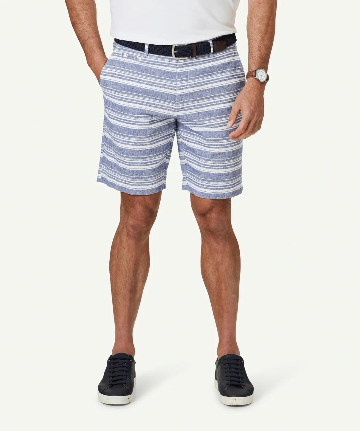 Chic Stripe Linen Blend Shorts