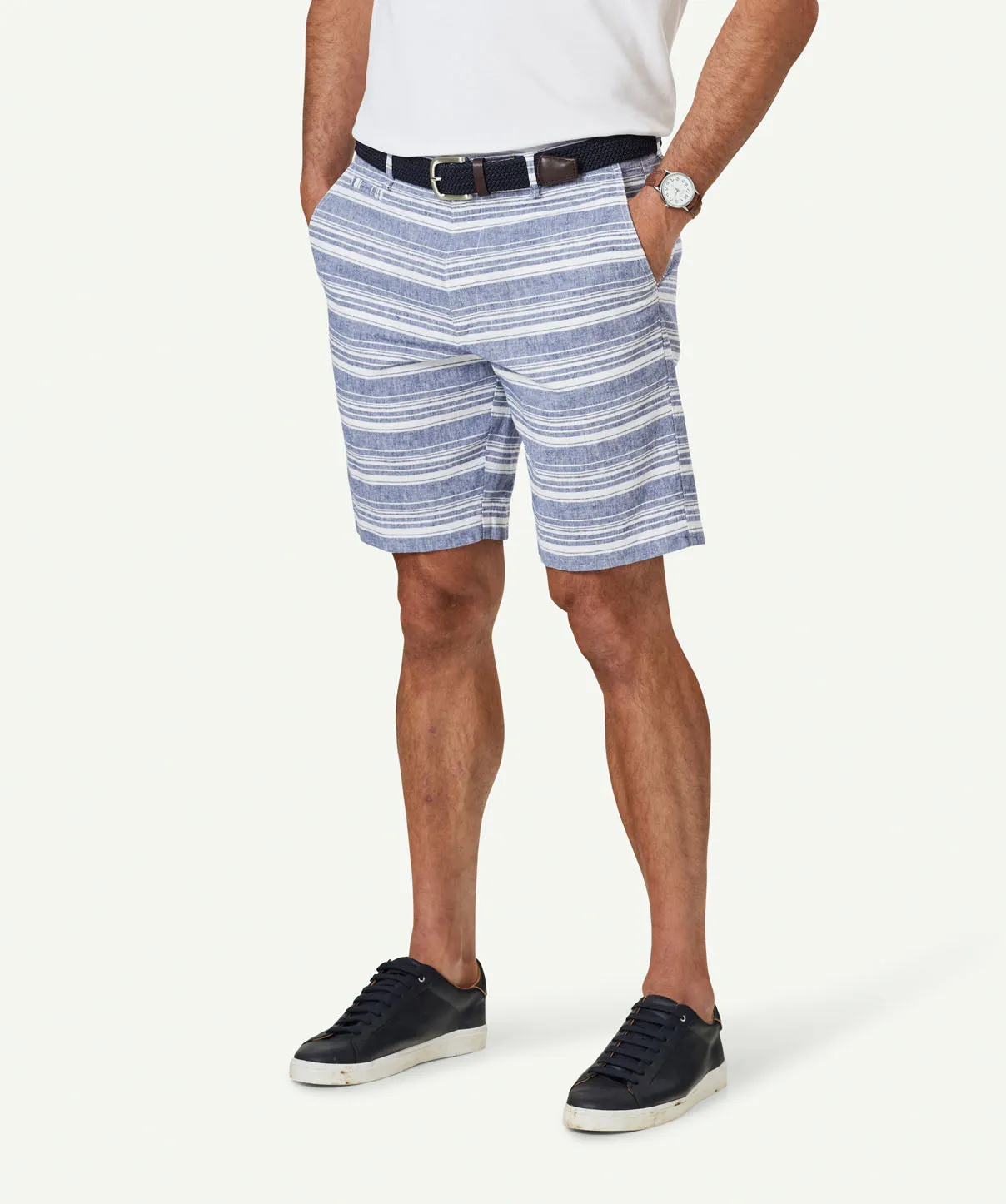 Chic Stripe Linen Blend Shorts