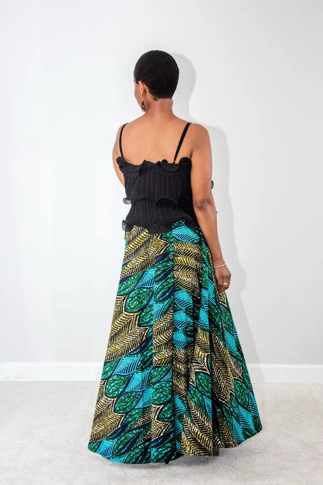 Chinwe Maxi Skirt- Earth green tones