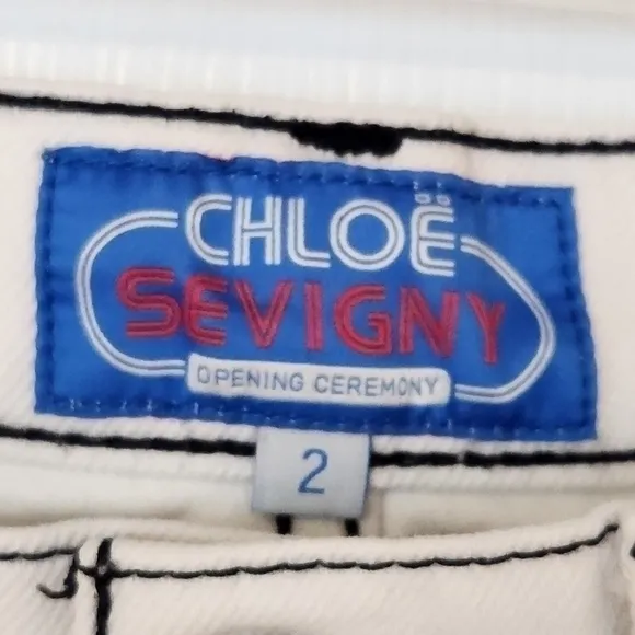 Chloe Sevigny for Opening Ceremony White Jeans Black Threading Size 2 Boot Flare