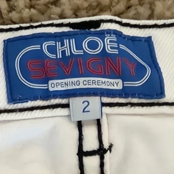 Chloe Sevigny for Opening Ceremony White Jeans Black Threading Size 2 Boot Flare