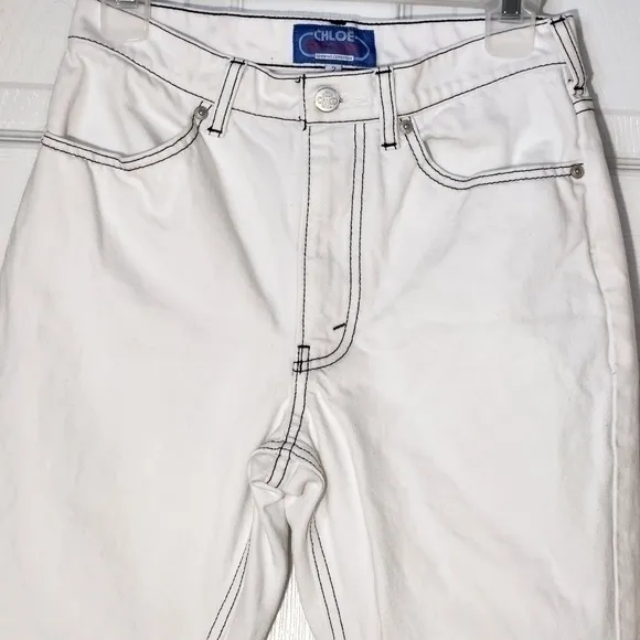 Chloe Sevigny for Opening Ceremony White Jeans Black Threading Size 2 Boot Flare