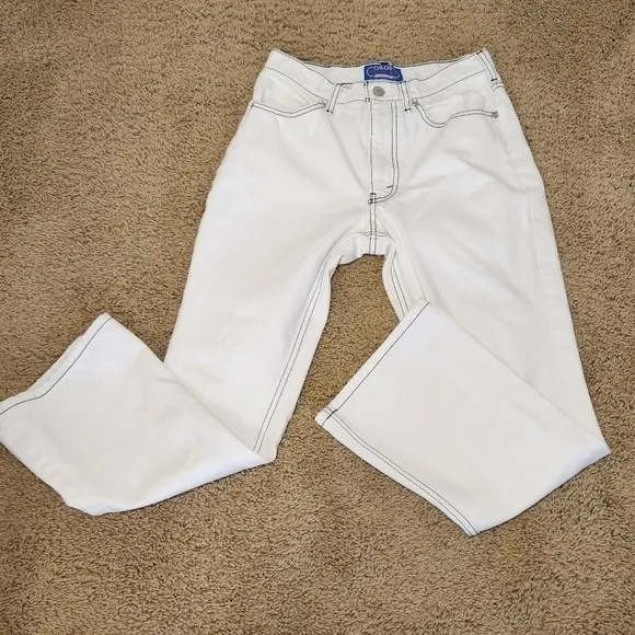 Chloe Sevigny for Opening Ceremony White Jeans Black Threading Size 2 Boot Flare