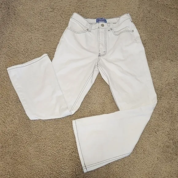 Chloe Sevigny for Opening Ceremony White Jeans Black Threading Size 2 Boot Flare