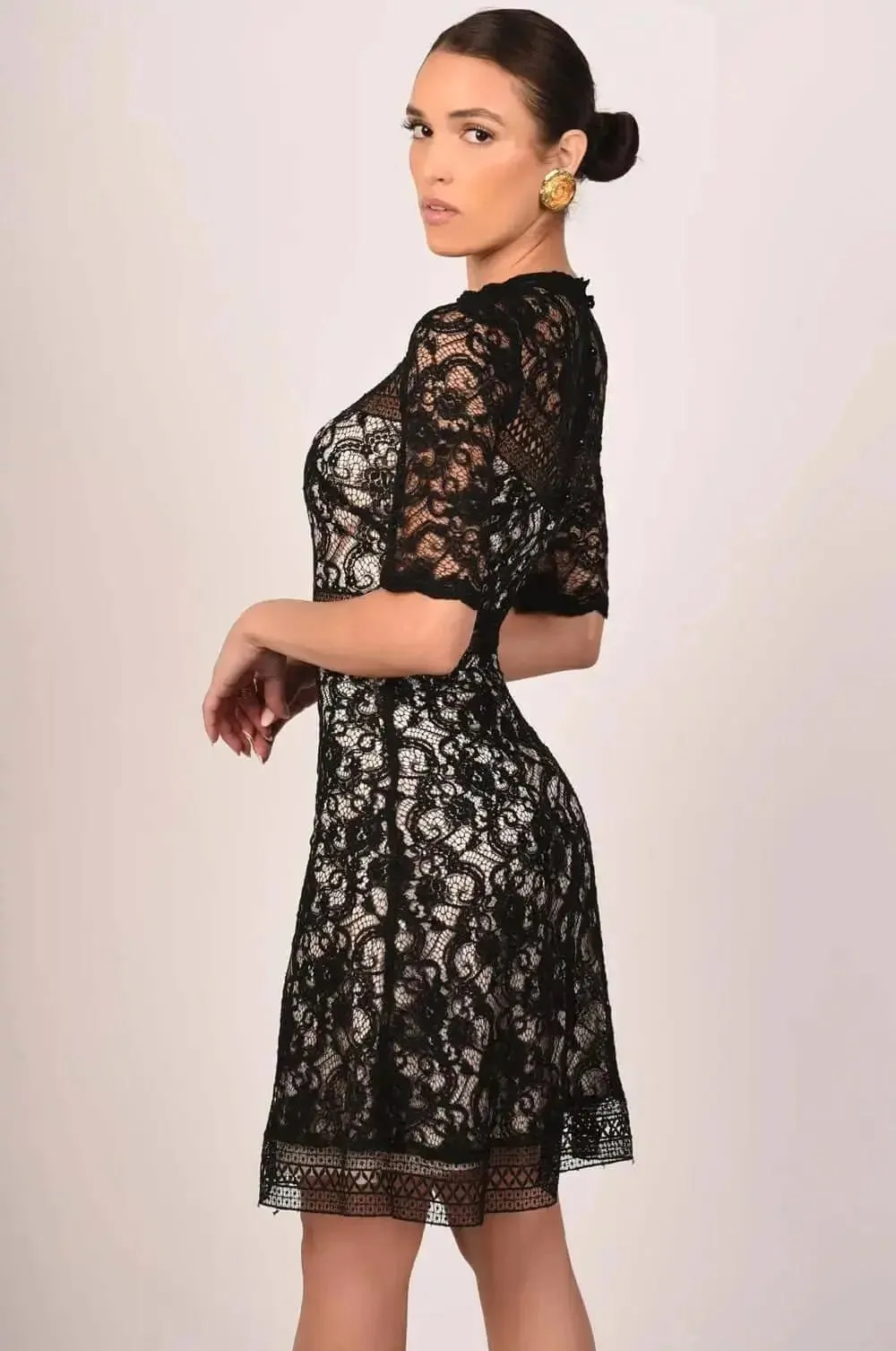 Clarise Black Lace Maxi Dress