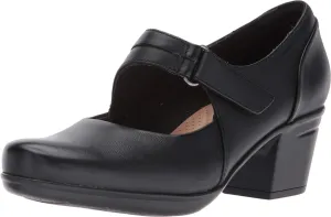 Clarks Women's Emslie Lulin Dress Pump, Black Leather, 7