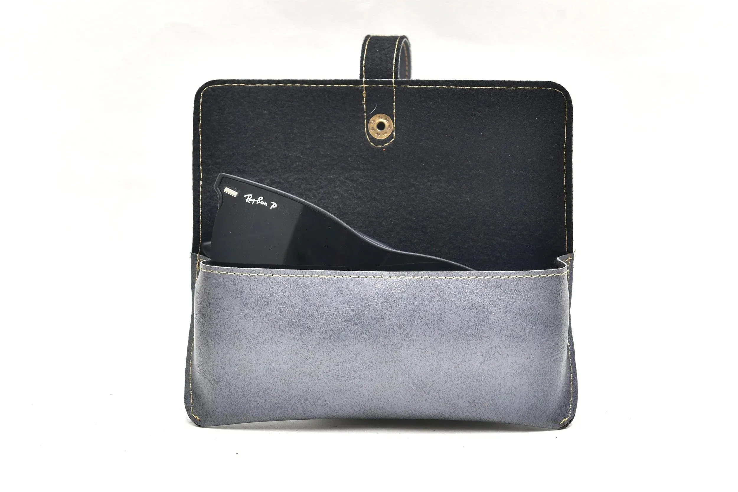 Classy Leather Customized Eyewear Case 1.0 - Grey