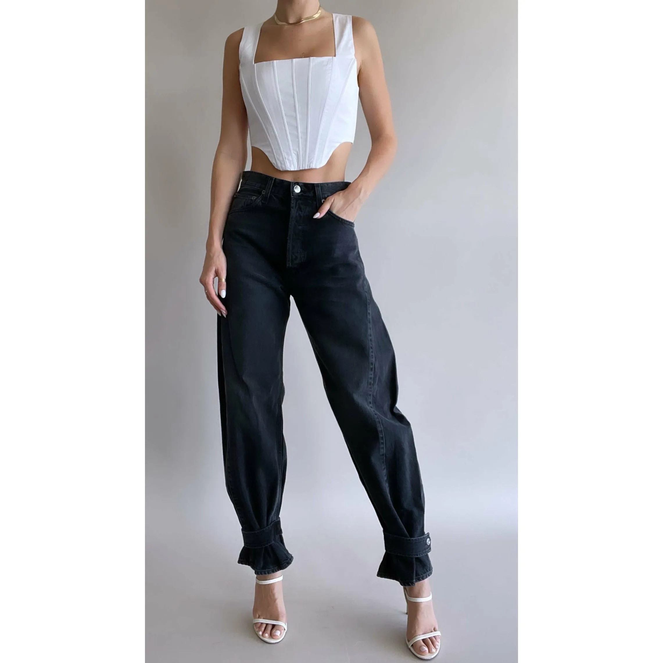 CLEO PIECED WIDE LEG JEANS