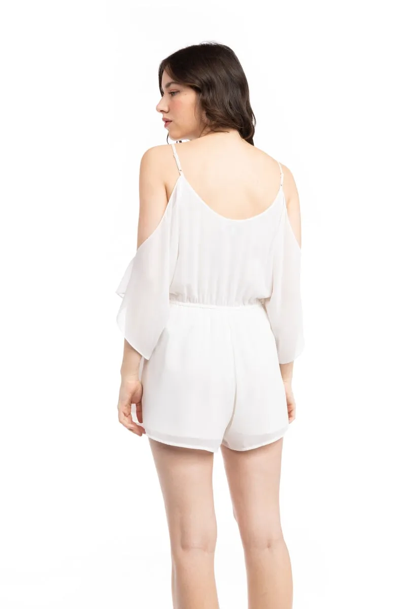 Cold Shoulder Elastic Waist Romper