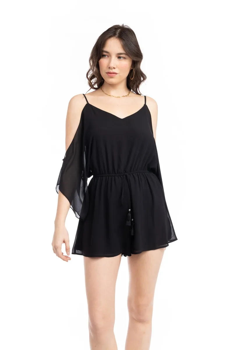 Cold Shoulder Elastic Waist Romper