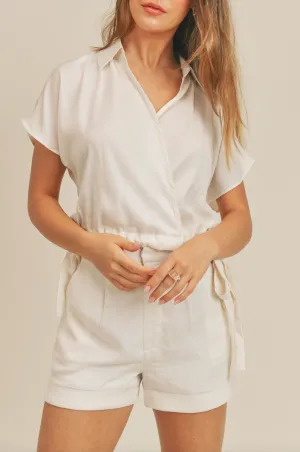 Collared Tie Front Top