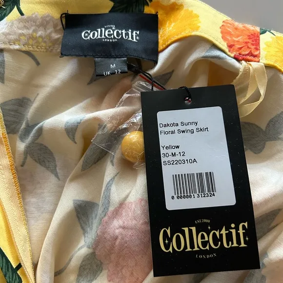 Collectif Dakota Yellow Floral Swing Skirt