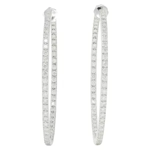 Contemporary 3.60 CTW Diamond 18 Karat White Gold Inside-Outside Hoop Earrings