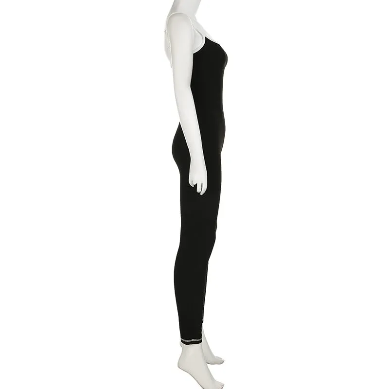 Contrast Trim Spaghetti Strap Jumpsuit