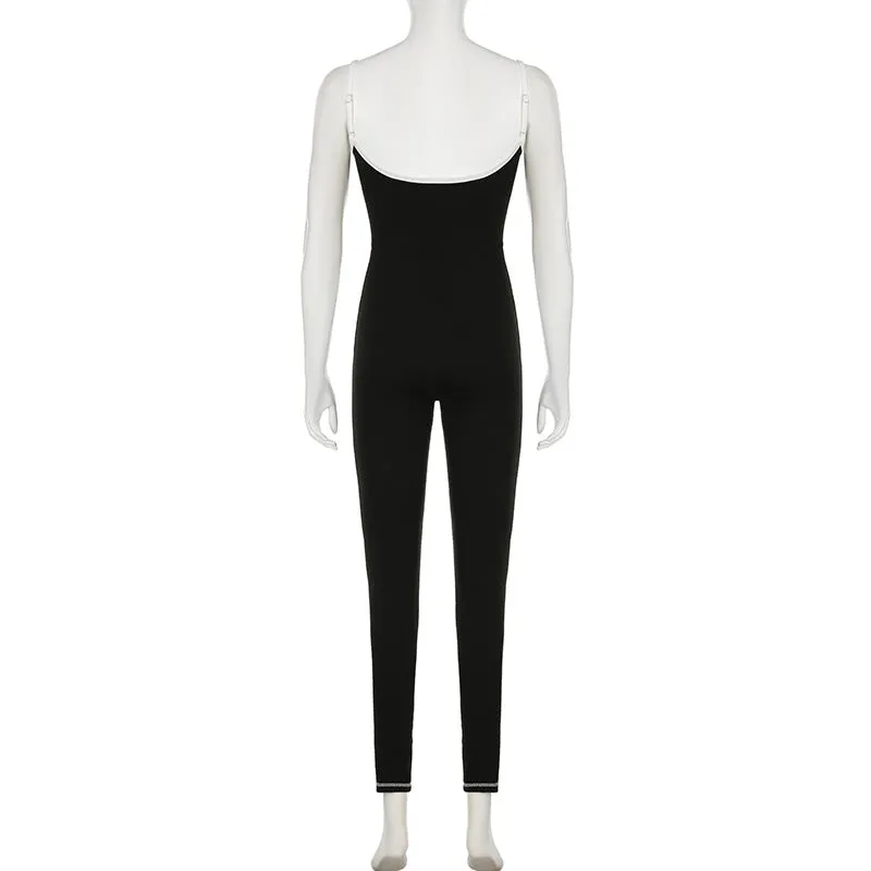 Contrast Trim Spaghetti Strap Jumpsuit