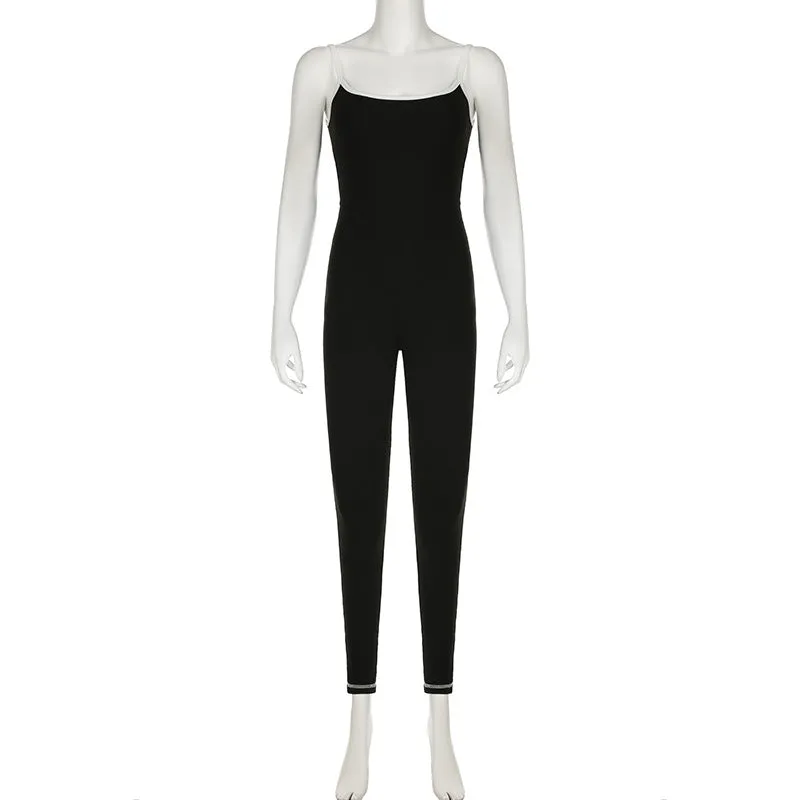 Contrast Trim Spaghetti Strap Jumpsuit