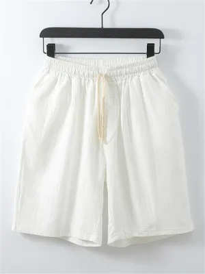 Cotton And Linen Casual Shorts Retro Simple Style Loose Straight Shorts