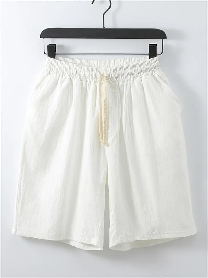 Cotton And Linen Casual Shorts Retro Simple Style Loose Straight Shorts