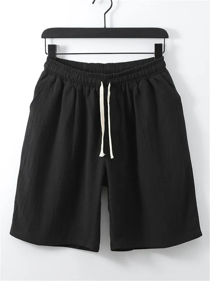 Cotton And Linen Casual Shorts Retro Simple Style Loose Straight Shorts