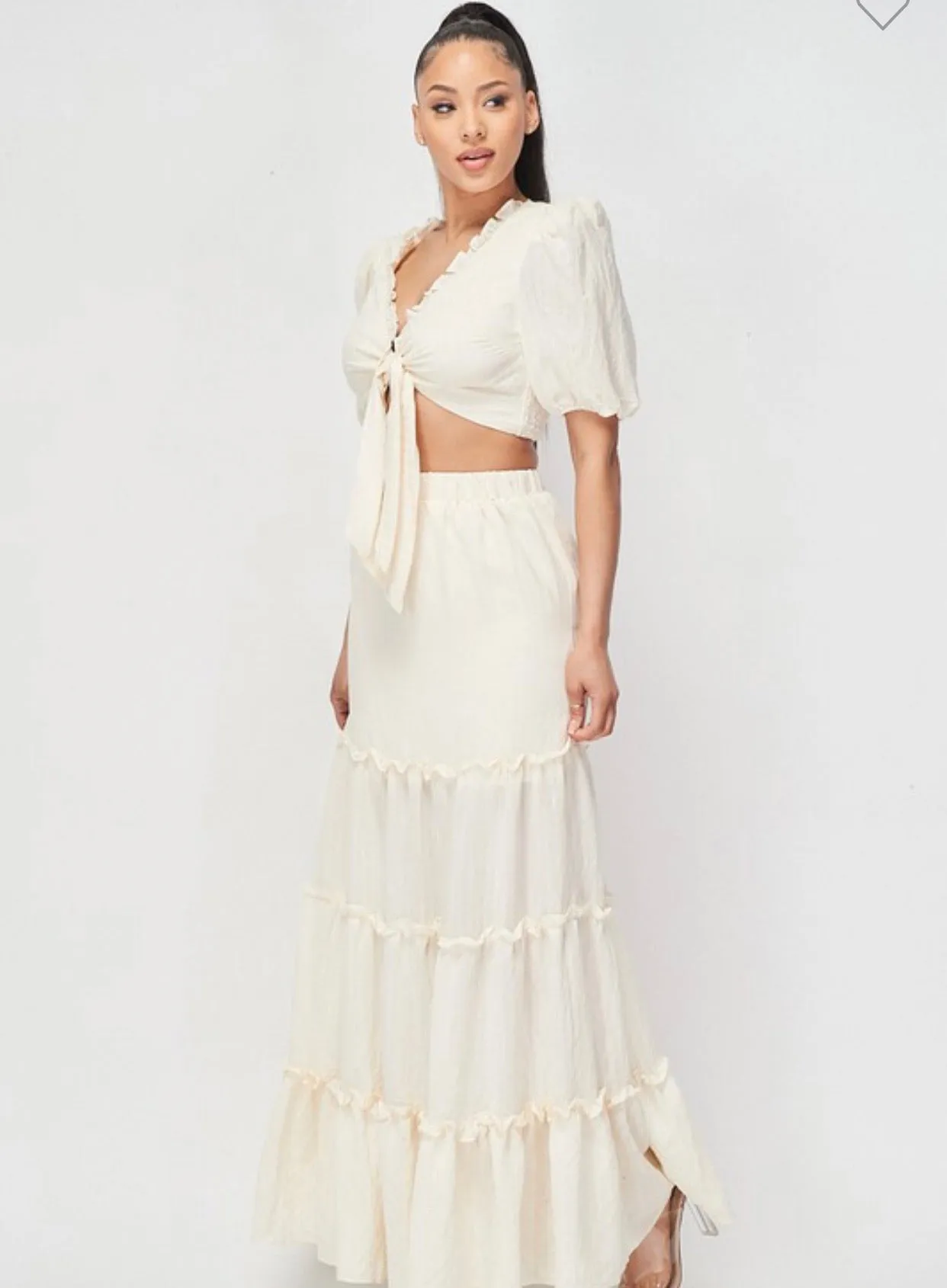 Cream La Villa Skirt Set