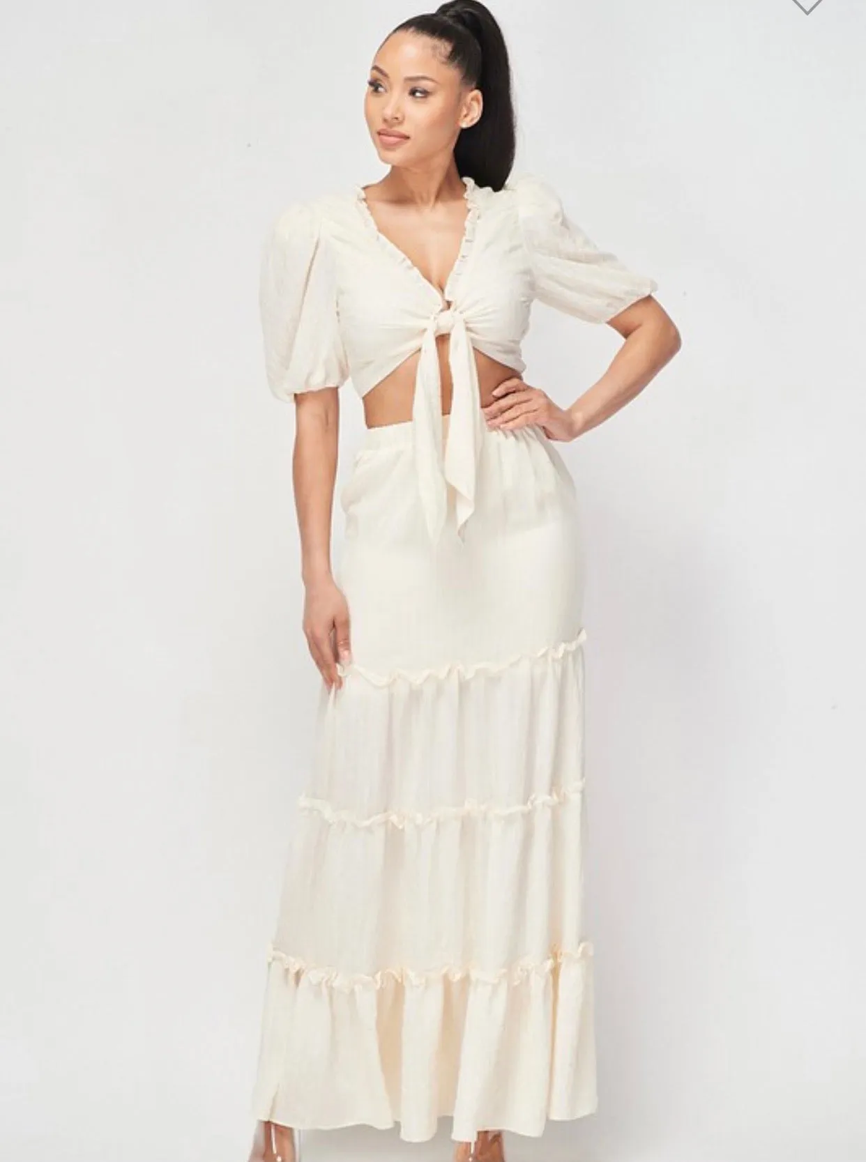 Cream La Villa Skirt Set