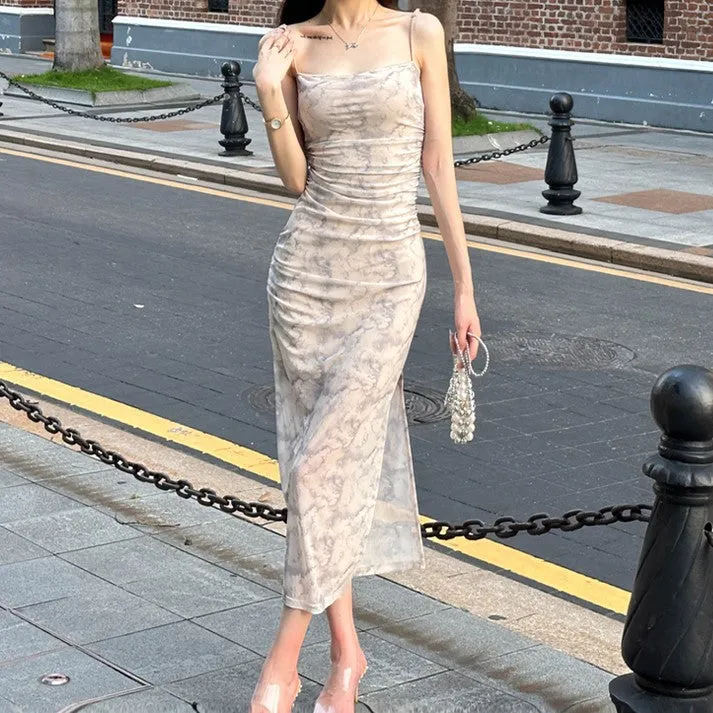 Cream Sheer Fabric Body Con Maxi Dress