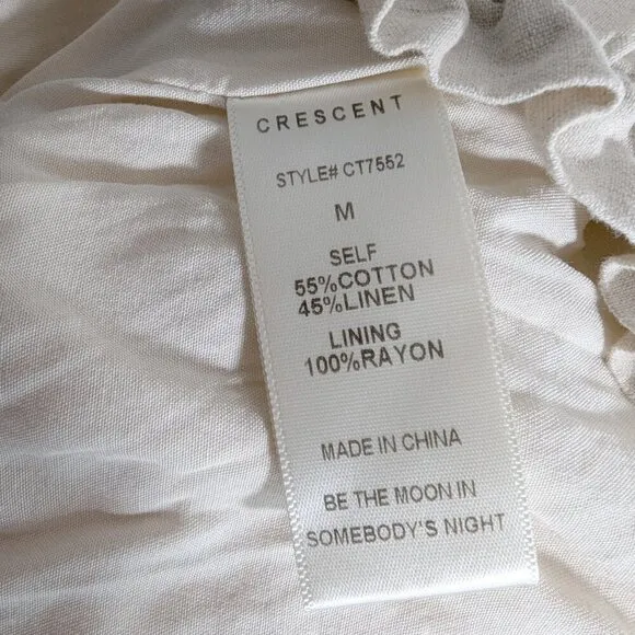 Crescent Linen Blend Paperbag High Rise Shorts Elastic Waist Shorts