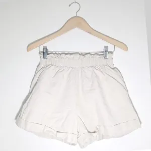 Crescent Linen Blend Paperbag High Rise Shorts Elastic Waist Shorts