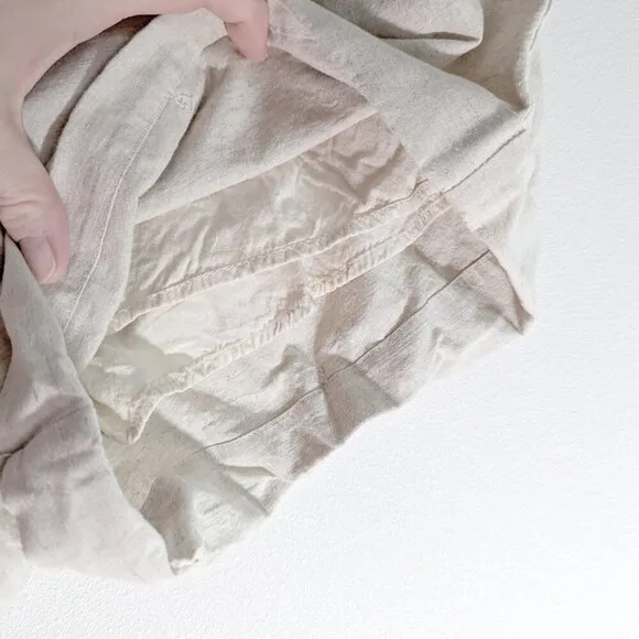 Crescent Linen Blend Paperbag High Rise Shorts Elastic Waist Shorts