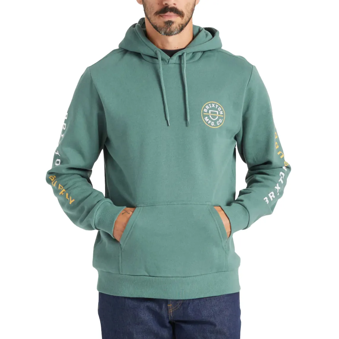 CREST HOOD DEEP FOREST BRIGHT GOLD WHITE