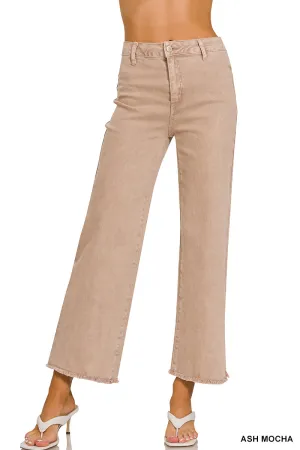 Cropped Wide Leg Jeans in Ash Mocha