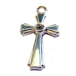 Crosses for Babies and Toddlers:  Silver Plated Cross with Clear Crystal