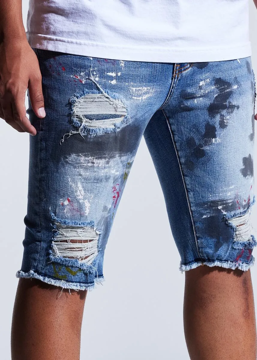 CRYSP DENIM PHILIPS INDIGO BLACK PAINT SHORTS