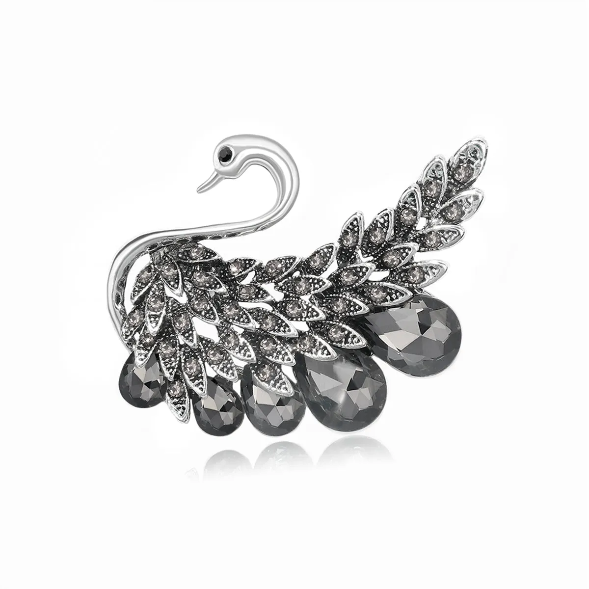 Crystal & Cubic Zirconia Swan Brooch
