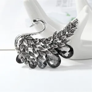 Crystal & Cubic Zirconia Swan Brooch