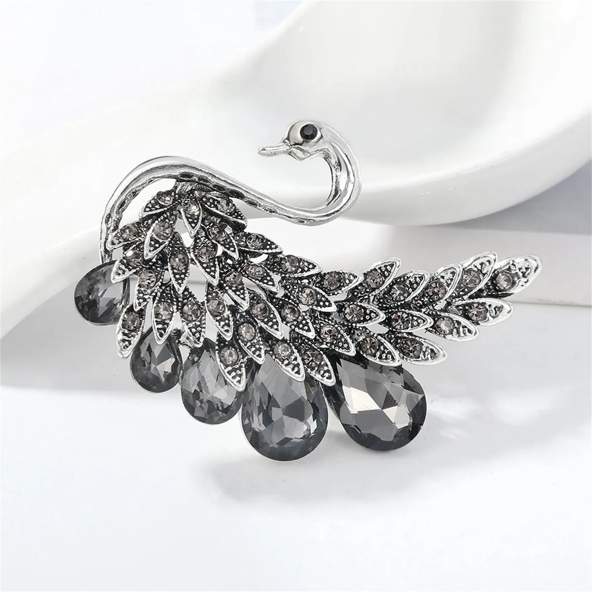 Crystal & Cubic Zirconia Swan Brooch