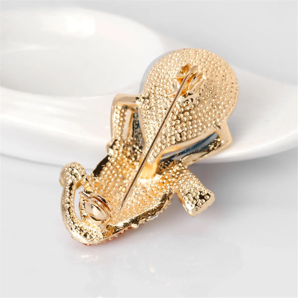 Crystal & Red Cubic Zirconia Snowman Brooch